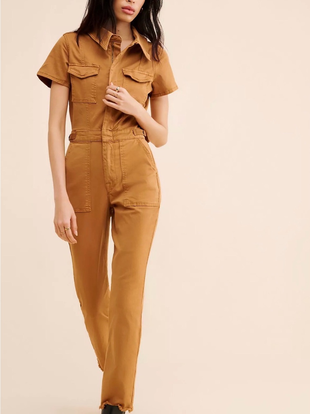 Good American Utility Fit For Success Short-Sleeve Jumpsuit